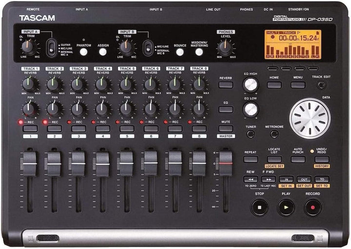 TASCAM DP-03SD - Digitales 8-Spur-Portastudio, Aufnahme/ Wiedergabe mit 44,1 kHz und 16 Bit mittels