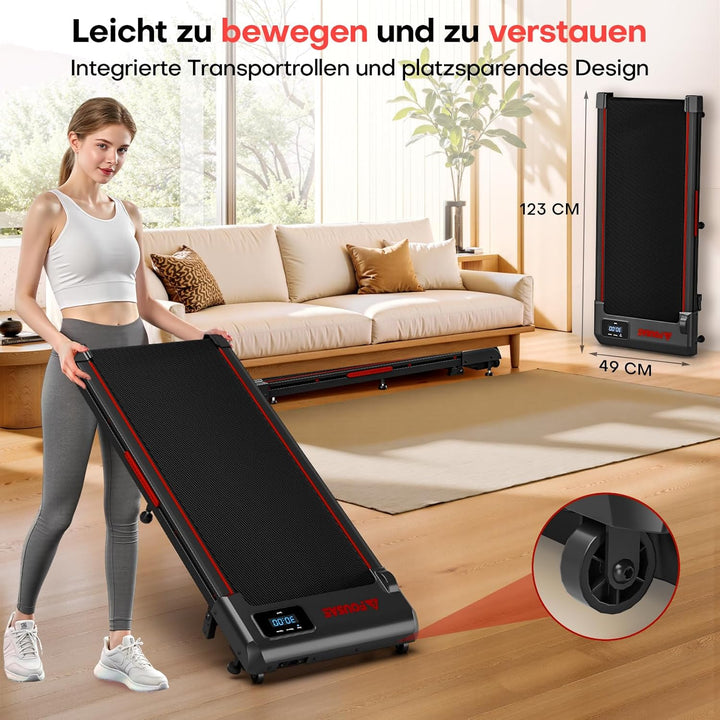 Walking Pad, 1-10 km/h Laufband für Zuhause mit 9% Steigung, 2.5HP Walking Machine mit LED-Anzeige,