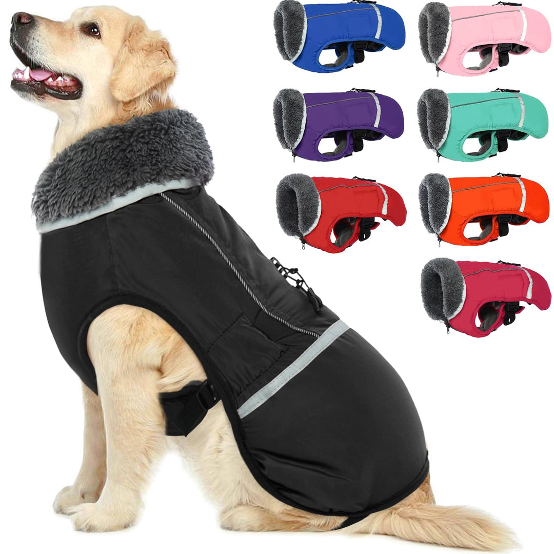QBLEEV Hundewintermantel, warm, reflektierende Hundejacke, Rollkragen, wasserdicht, für kaltes Wette
