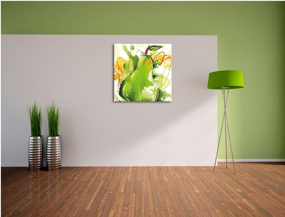 Pixxprint Künstlerisch gezeichnete Birne als Leinwandbild Quadratisch/Grösse: 70x70 / Wandbild/Kunst