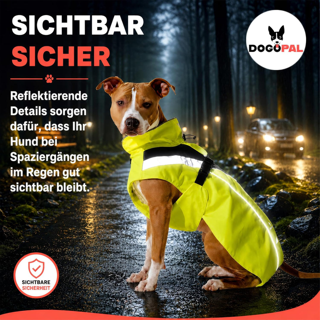 DOGOPAL Regenmantel Hund wasserdicht für kleine &amp; grosse Hunde - Gelber Hunderegenmantel mit Reflekt