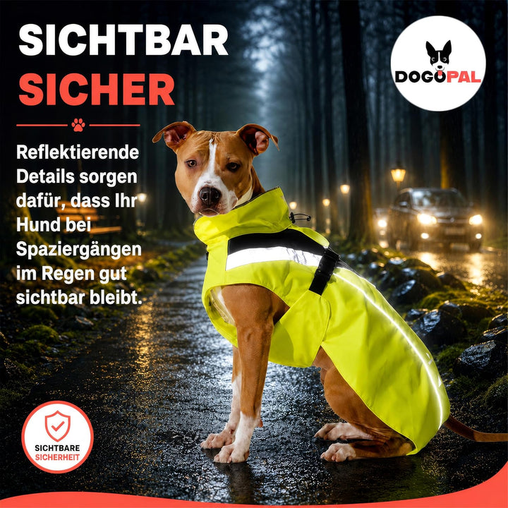 DOGOPAL Regenmantel Hund wasserdicht für kleine &amp; grosse Hunde - Gelber Hunderegenmantel mit Reflekt