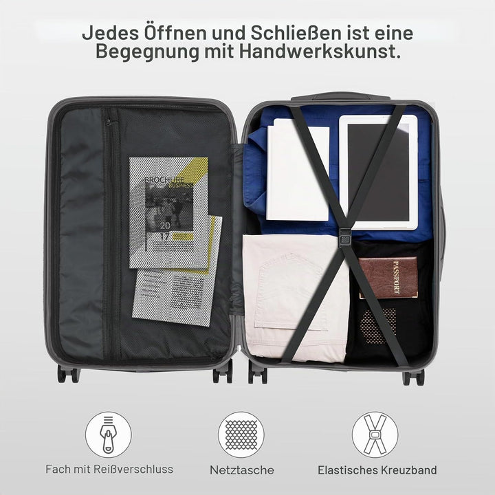 LALAHO Zwillingsrollen Reisekoffer Koffer Trolleys Hartschale M-L-XL-Set (Dunkelgrau, M, 55CM) Dunke