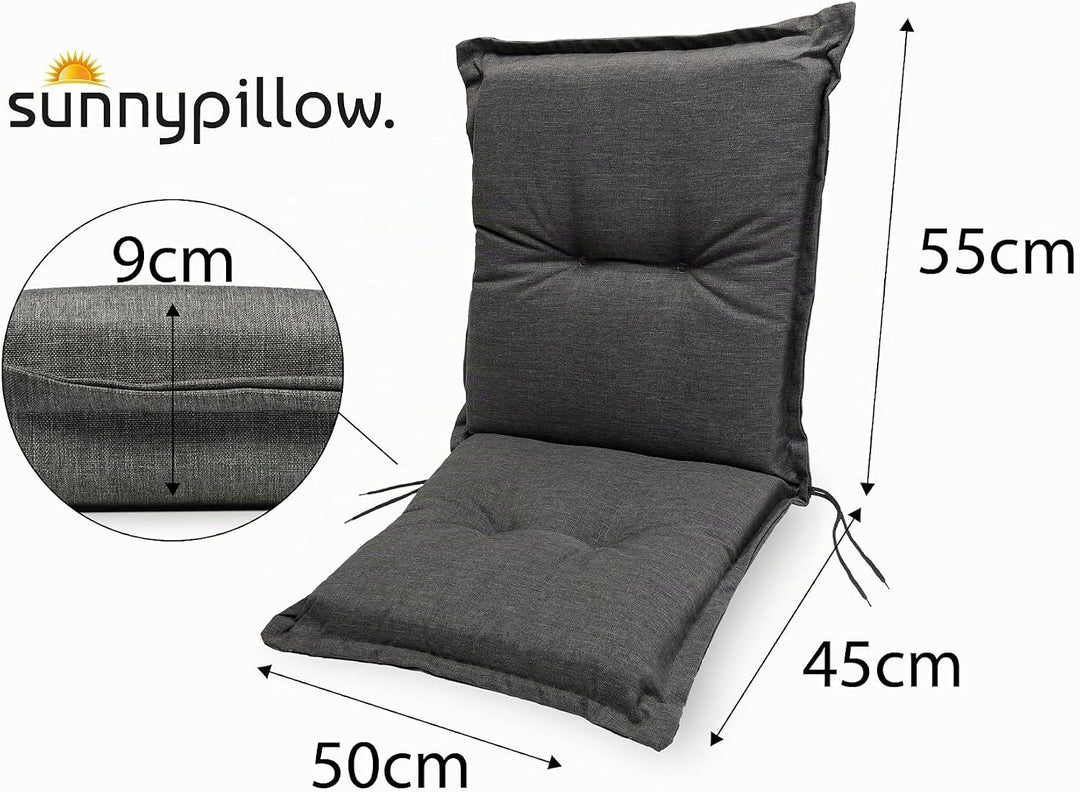 sunnypillow Stuhlauflagen Niedriglehner 100 x 50 (2er Set) - Gartenstuhlauflage Extra Dicke 9cm - Au