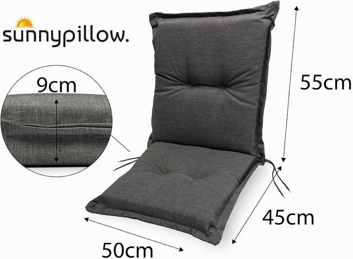 sunnypillow Stuhlauflagen Niedriglehner 100 x 50 (2er Set) - Gartenstuhlauflage Extra Dicke 9cm - Au