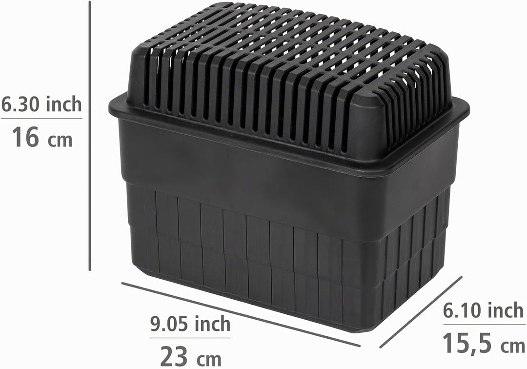 WENKO Feuchtigkeitskiller, Luftentfeuchter mit 1 kg Granulat-Block, passend für Bad, Garage, Keller,