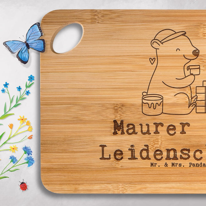 Mr. & Mrs. Panda Frühstücksbrettchen Maurer Leidenschaft - Geschenk, Handwerker, Brett, Spruch, Schn