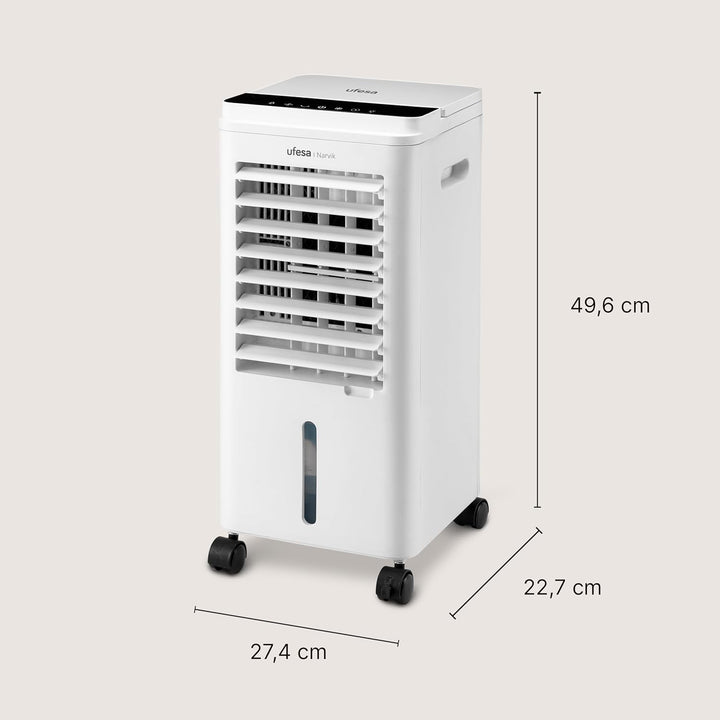 Ufesa Narvik Verdunstungskühler, 65W, Kühlfunktion und Ventilator, 3 Geschwindigkeiten, 3 Modi, Touc