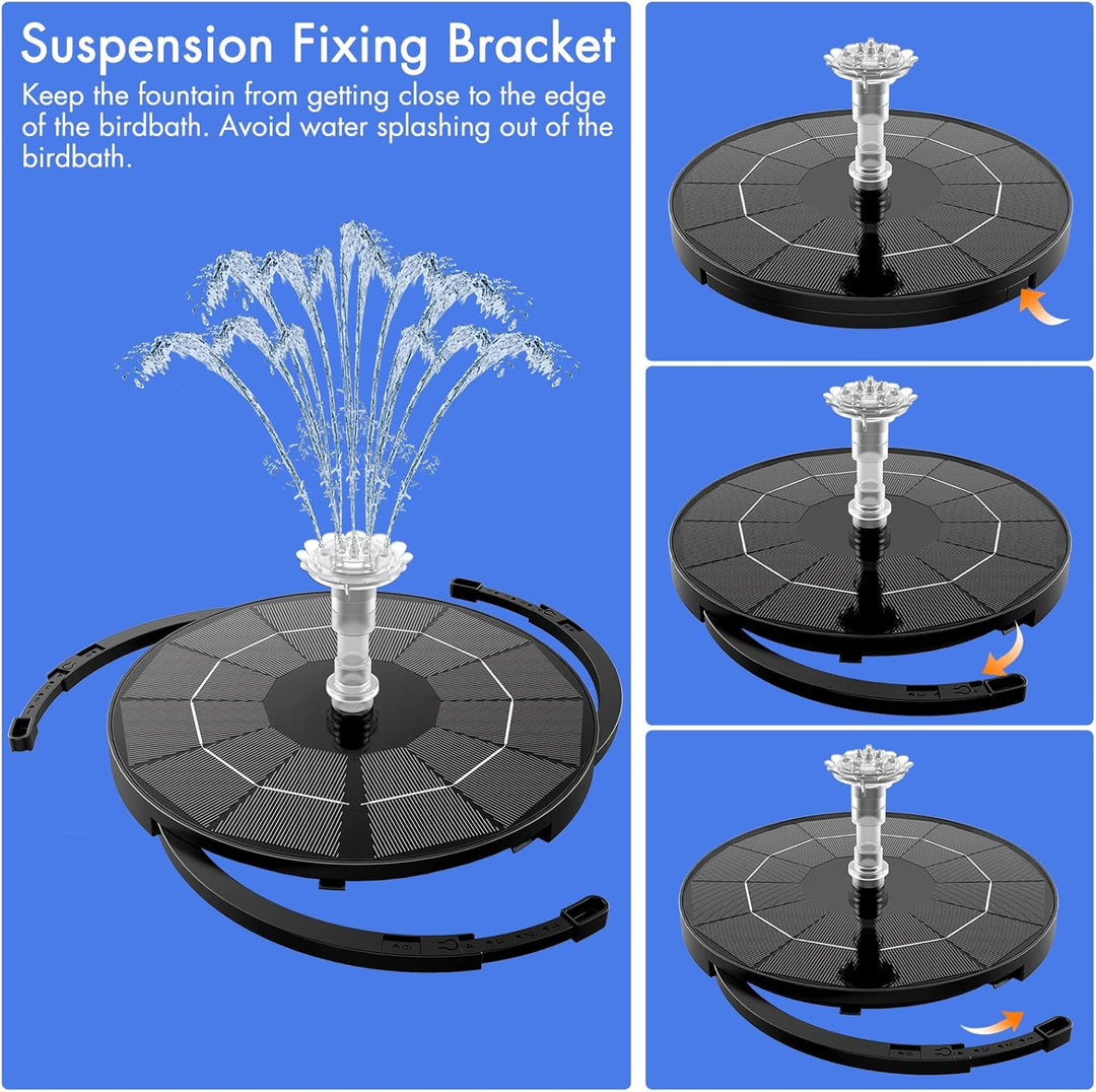 AISITIN Solar Springbrunnen mit 3.5W DIY Abnehmbares Sonnenkollektor, Solar Teichpumpe Upgrade, Rund