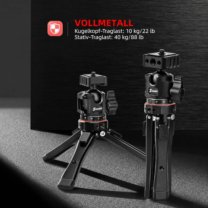 Zeadio Robustes Stativ-Set, 1/4" Adapter Stativgewinde, mit Handyhalter und Action-Cam-Adapter für i