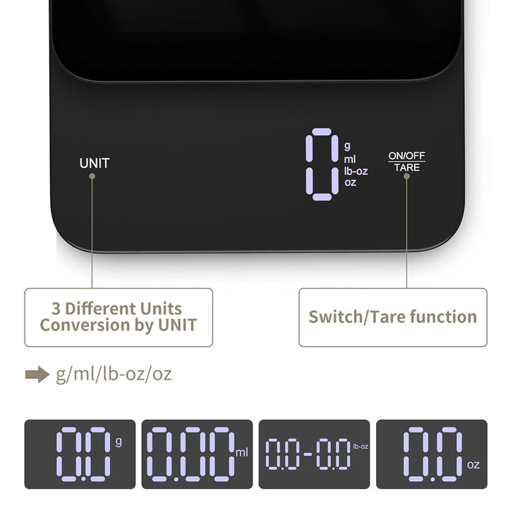 5kg Küchenwaage Digital,Multifunktionswaage zum Kochen Backen Kaffee