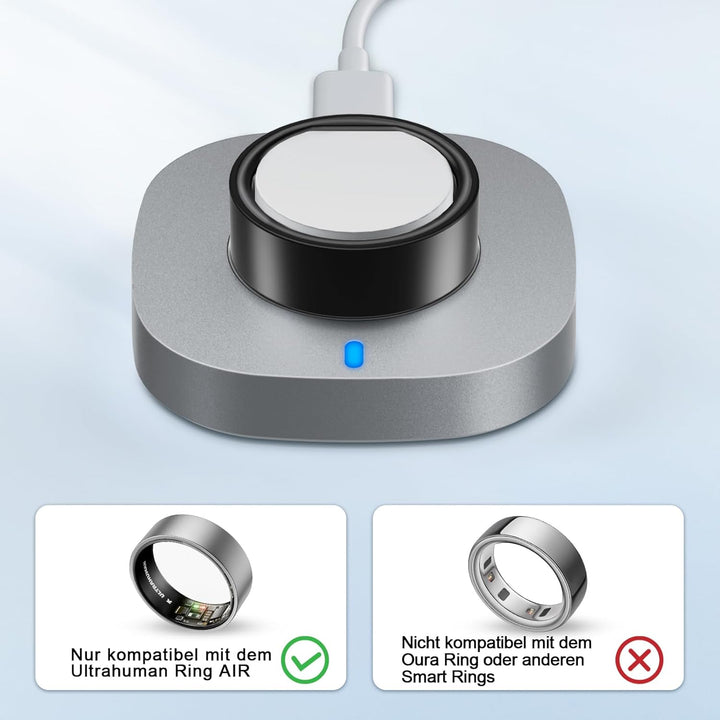 Ladegerät kompatibel mit Ultrahuman Ring Air, Schnelllade-Dock mit USB C Kabel Tragbares Ersatzladeg