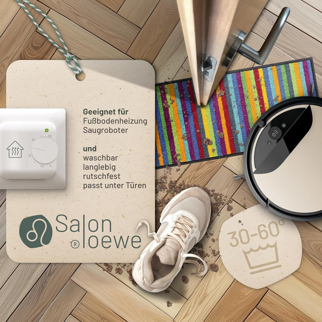 Salonloewe Lund bunt Fussmatte waschbar 030 x 100 cm Fussabtreter Minimatte schmal Schmutzfangmatte