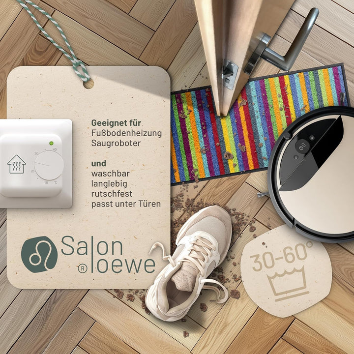 Salonloewe Lund bunt Fussmatte waschbar 030 x 100 cm Fussabtreter Minimatte schmal Schmutzfangmatte