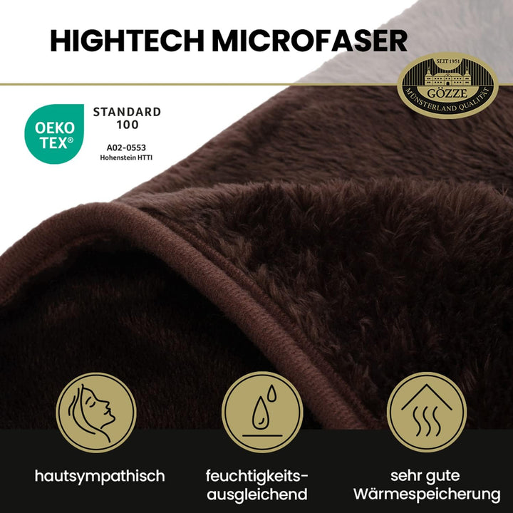 Gözze - Premium Cashmere-Feeling Wohn- und Kuscheldecke, 500 g/m², 130 x 170 cm - Schoko Schoko 130