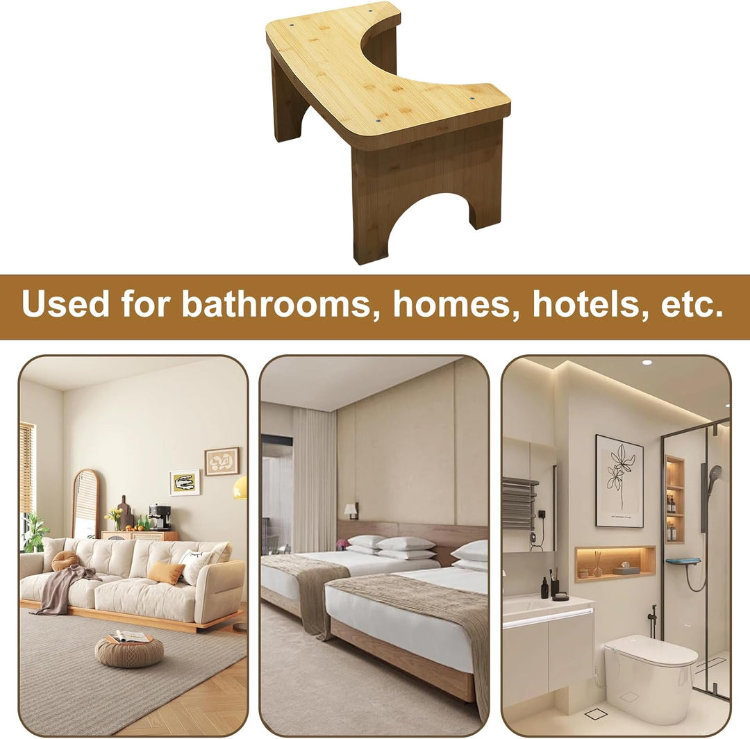Toilettenhocker Holz WC Hocker Erwachsene Kinder, 37×20×17cm Ergonomisch Toilettenhocker, Klohocker