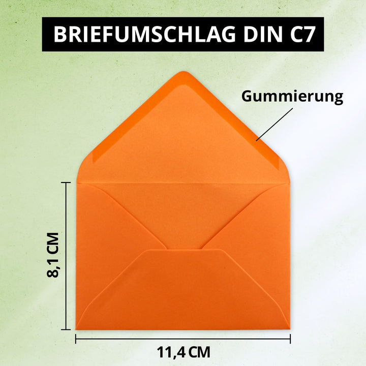 400x kleine Umschläge in Orange DIN C7 8,1 x 11,4 cm mit Spitzklappe und Nassklebung in 80 g/m² - kl