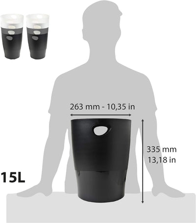 Exacompta 45398D ECOBIN 8er Pack Papierkörbe 15 Liter mit Griffen. Eleganter und robuster Papierkorb