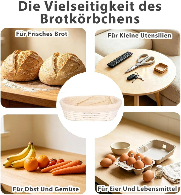 Gärkörbchen Oval, Gärkorb für Reben, Handgefertigter Rattan Fermentationskorb, Brot Gärkorb Handgefe