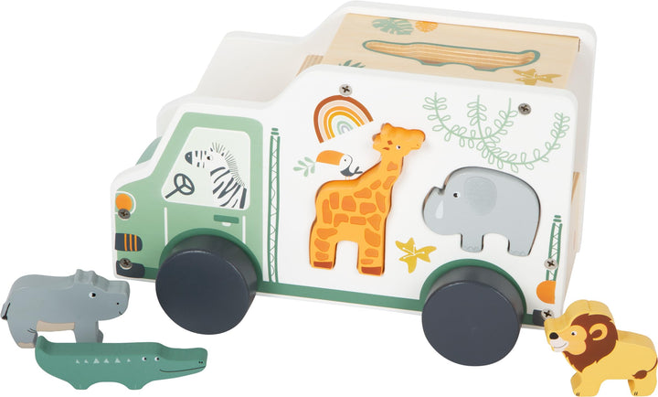 small foot Steckspiel Spielauto "Safari" Motorikspielzeug aus Holz mit 5 Steckfiguren, ab 1 Jahr, 11