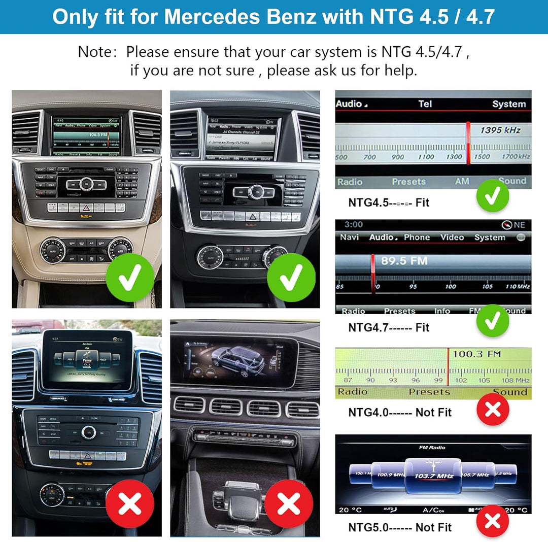 Autoradio 12,3 Zoll Touchscreen mit kabellosem Carplay und Android Auto für 2012–2015 Mercedes Benz