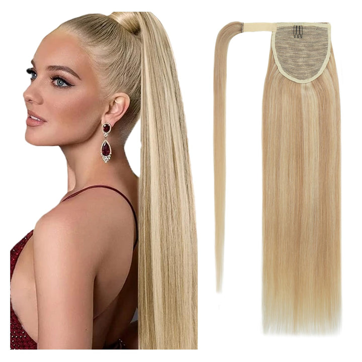 S-noilite Zopf Echthaar Extensions Wrap Around Ponytail Extensions Echthaar Pferdeschwanz Haarverlän