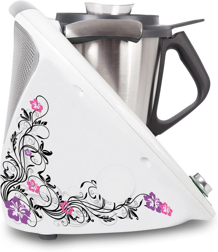 Finest Folia Deko Schutz Aufkleber kompatibel mit Thermomix TM5 Sticker Set | Klebefolie Hibiskus De