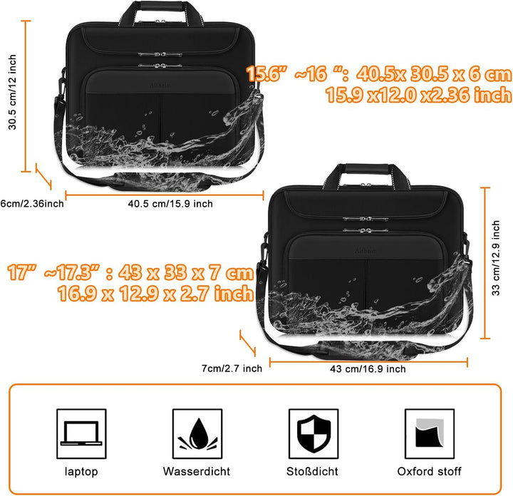 Alfheim Laptop Tasche, 15,6-16 Zoll/17 Zoll Wasserdichte Schützende Messenger Aktentasche Tasche mit