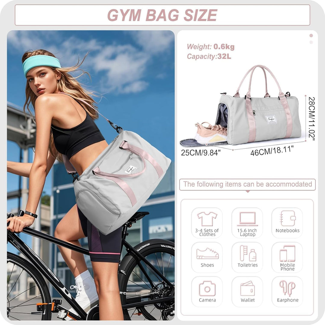 HYC00 Sport Duffel Bag Damen Handgepäck Sporttasche für Damen Herren mit Nassfach &amp; Schuhfach, Reise