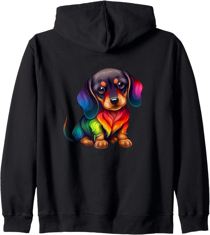 Niedlicher Dackel Wiener Wurst Hund Mutter Papa Bunt Dackel Kapuzenjacke