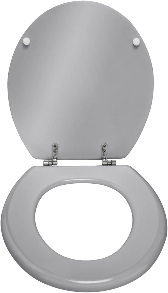 WENKO WC-Sitz Prima Silber glänzend, hochwertiger Toilettensitz im Retro-Style, WC-Deckel inkl. Wand