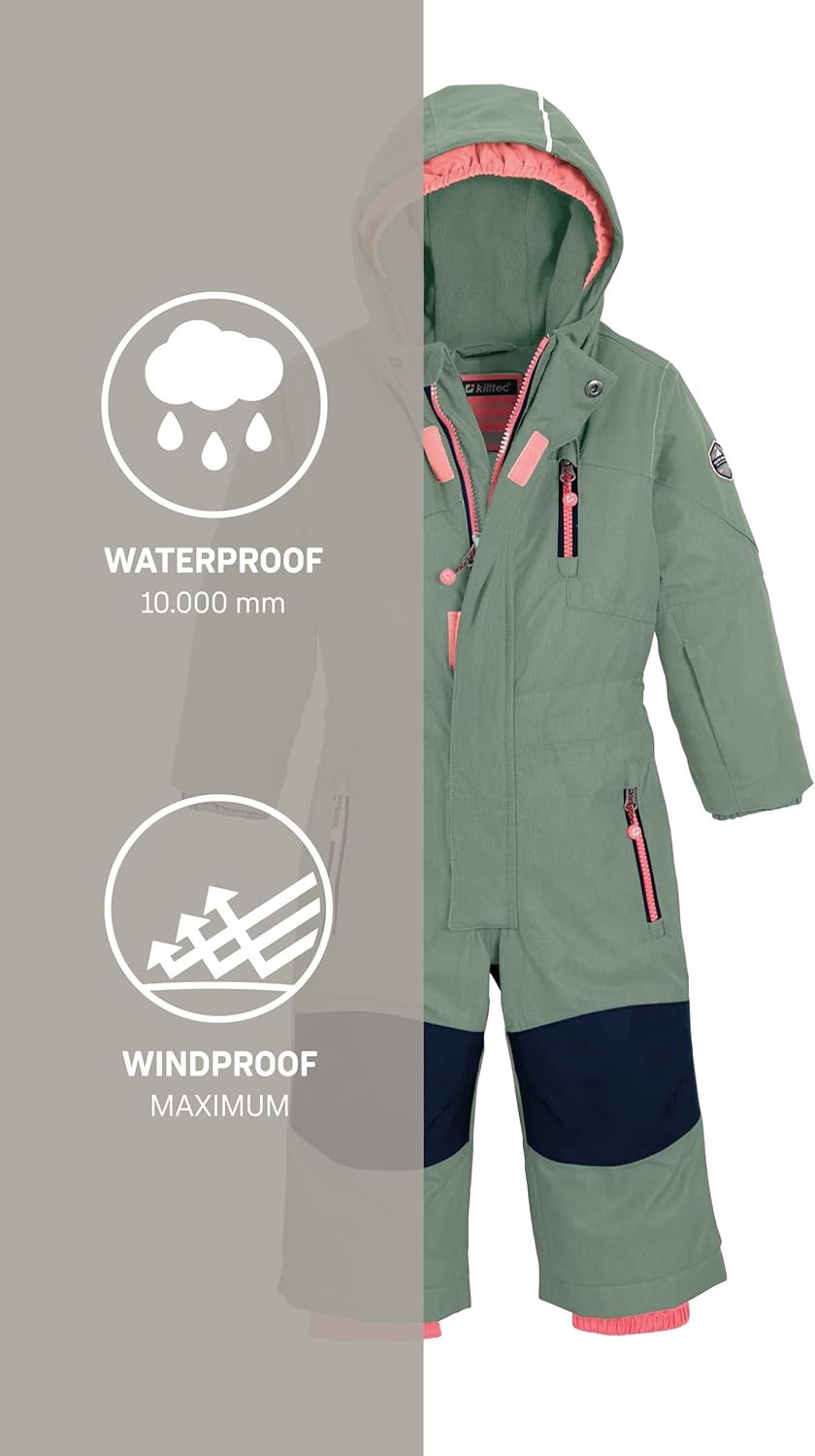 Killtec Kesley Mini Skioverall/Schneeanzug mit Kapuze und Schneefang, Pflaume, 98/104