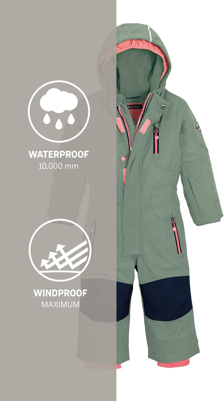 Killtec Kesley Mini Skioverall/Schneeanzug mit Kapuze und Schneefang, Pflaume, 98/104