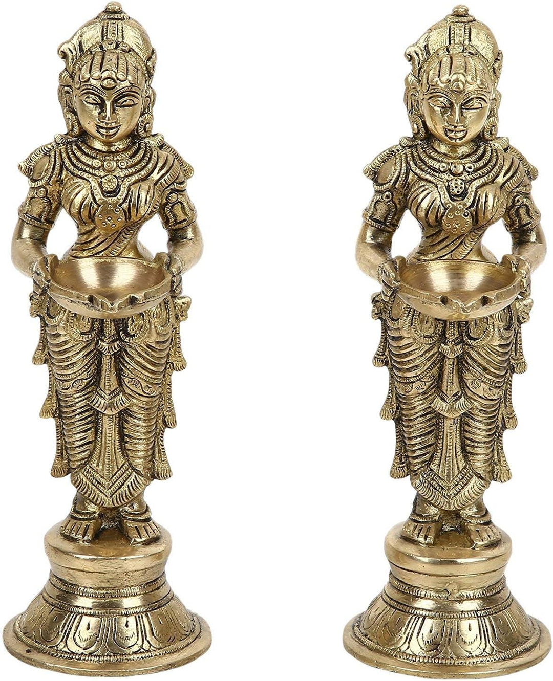 Artvarko Meenakshi Devi Messing-Metall-Halteöl Diya für Pooja, Mandir, Tempel, Heimdekoration, Diwal