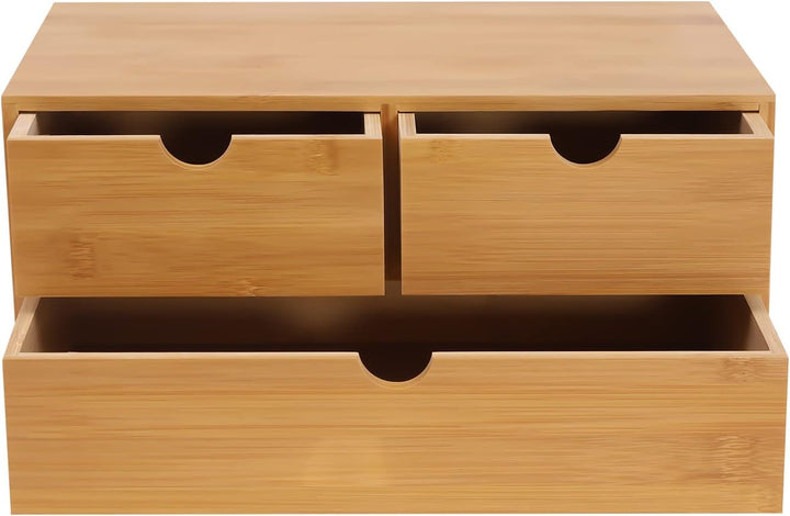 Bambus Schreibtisch Organizer mit Schubladen Schubladenbox Bambus Mini Kommode, Aufbewahrungsbox mit