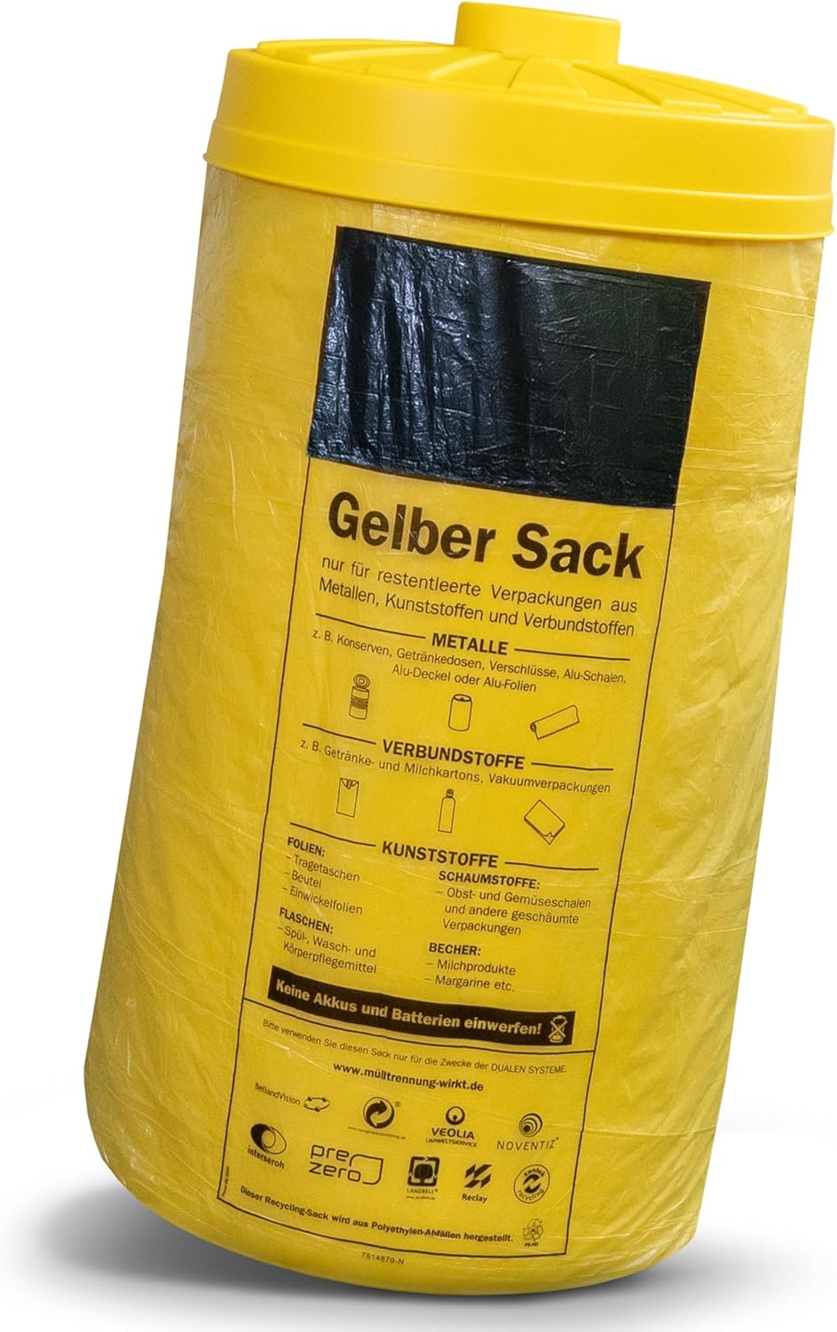 clevere Einfüllhilfe für Gelbe Säcke - Sacktonne gelb mit Deckel - Gelbe Säcke Werden Stabiler - Stä