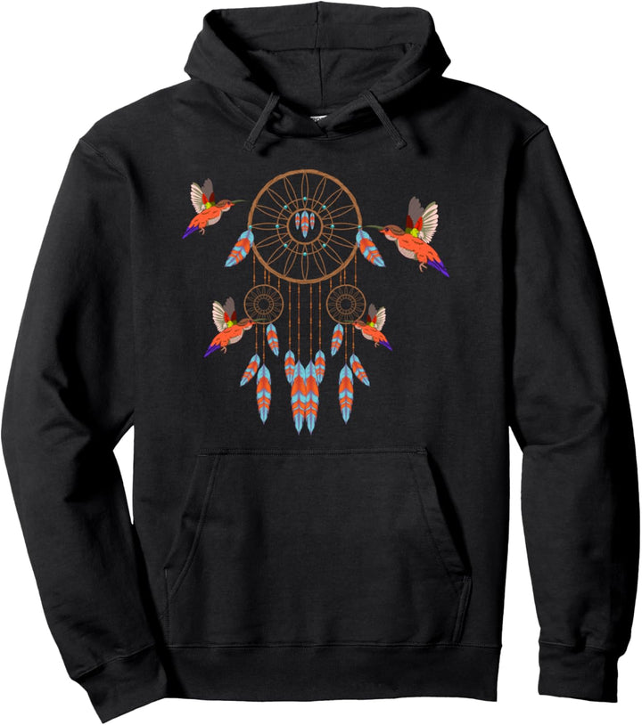 Kolibri Indianer Schmuck Esoterik Bunte Federn Traumfänger Pullover Hoodie