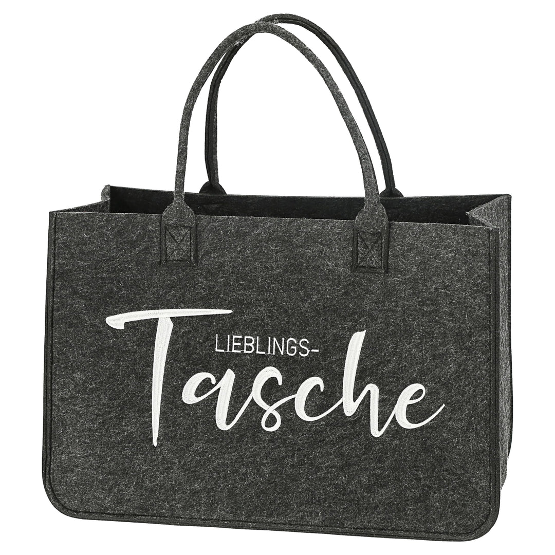 Cepewa Filztasche | dunkelgrau 40x26,5x21cm 100% Polyesterfilz 3mm | Einkaufstasche Shopper Henkelta