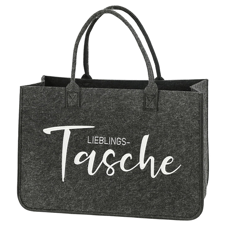 Cepewa Filztasche | dunkelgrau 40x26,5x21cm 100% Polyesterfilz 3mm | Einkaufstasche Shopper Henkelta