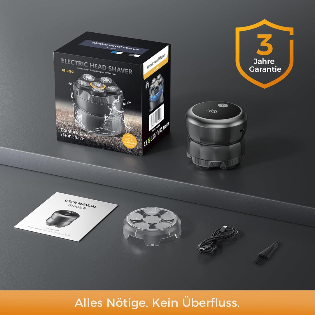 Glatzen Rasierer Herren, 120 Min Akku & 6D Schwimmkopf, elektrischer Kopfrasierer mit LED Display, U