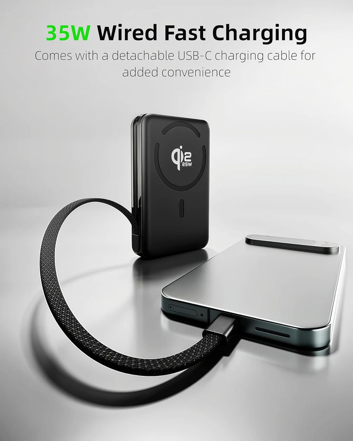KU XIU Qi2.2 25W Powerbank für MagSafe, Festkörper Power Bank 10000mAh