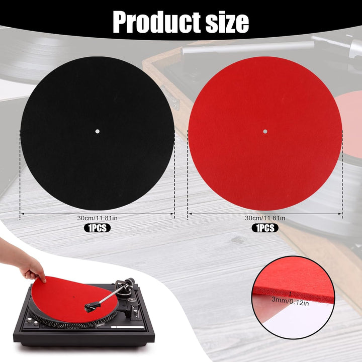 2 Stück Slipmat Plattenspieler, 30cm Plattenmatte aus Filz Rutschfest und Antistatisch Plattenspiele