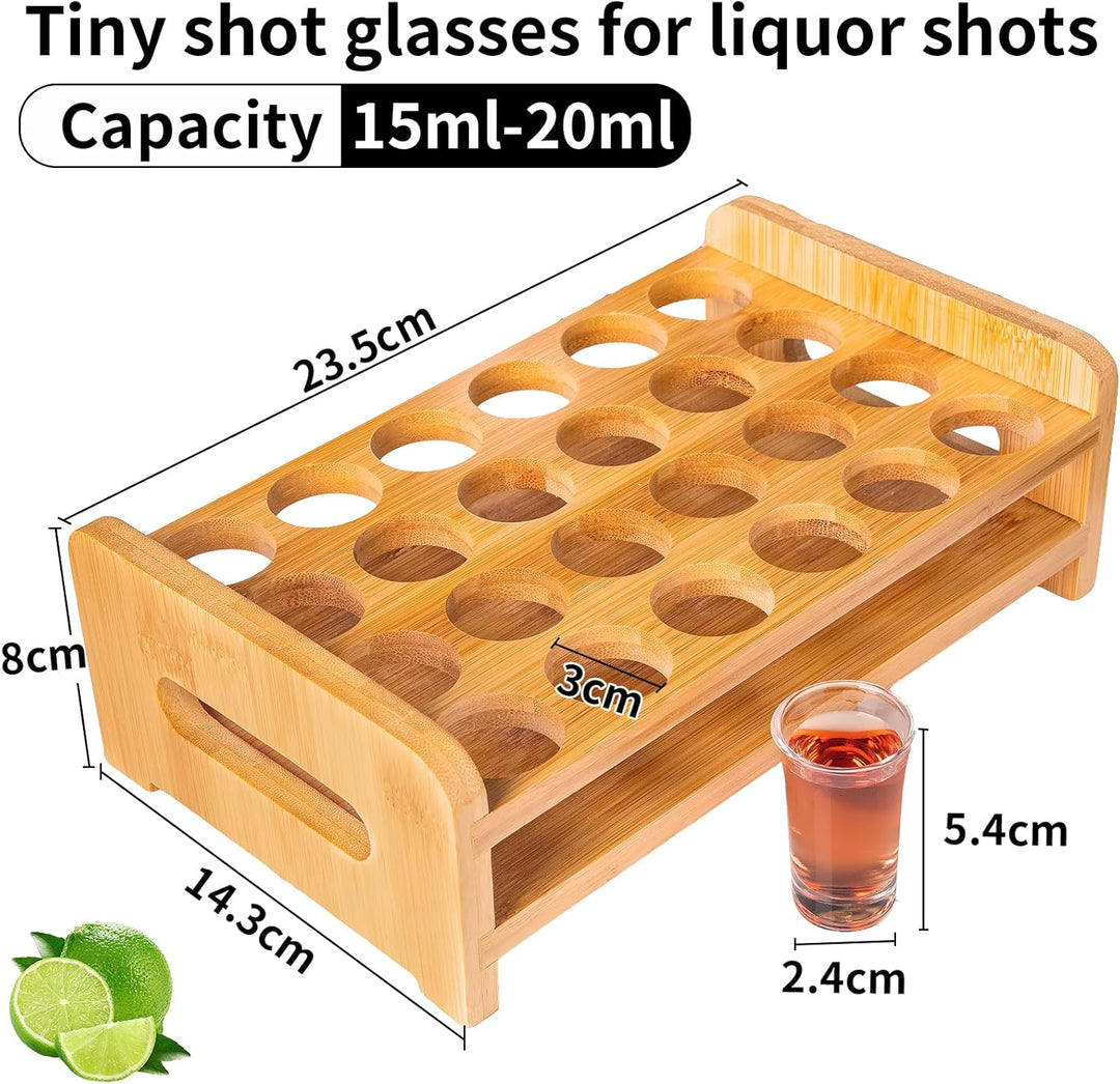 Schnapsgläser Set 0,5 oz/15ml Cocktailhalter und Schnapsglas Mini 24 tlg. Getränke Servierbrett Orga