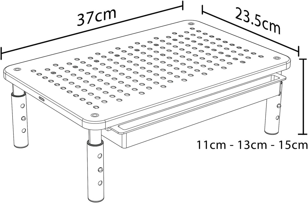 Maclean MC-946 Ergonomischer Monitor-/Laptop-Ständer mit Schublade, 13-32 Zoll Bildschirmgrösse, Höh