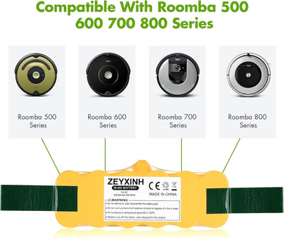 ZEYXINH Ersatzakku für iRobot Roomba, 14.4V 4500mAh NI-Mh Akku für iRobot Roomba 500 600 700 800 Ser