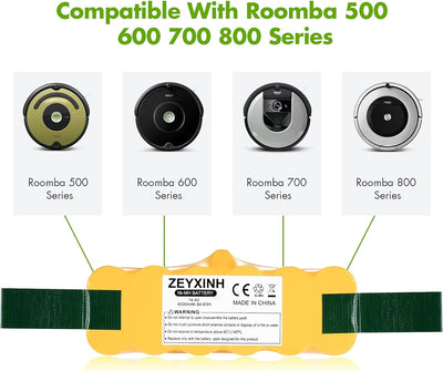 ZEYXINH 3000mAh 14.4V NI-Mh Ersatzakku Kompatibel für iRobot Roomba R3 500 600 700 800 Serie 510 520