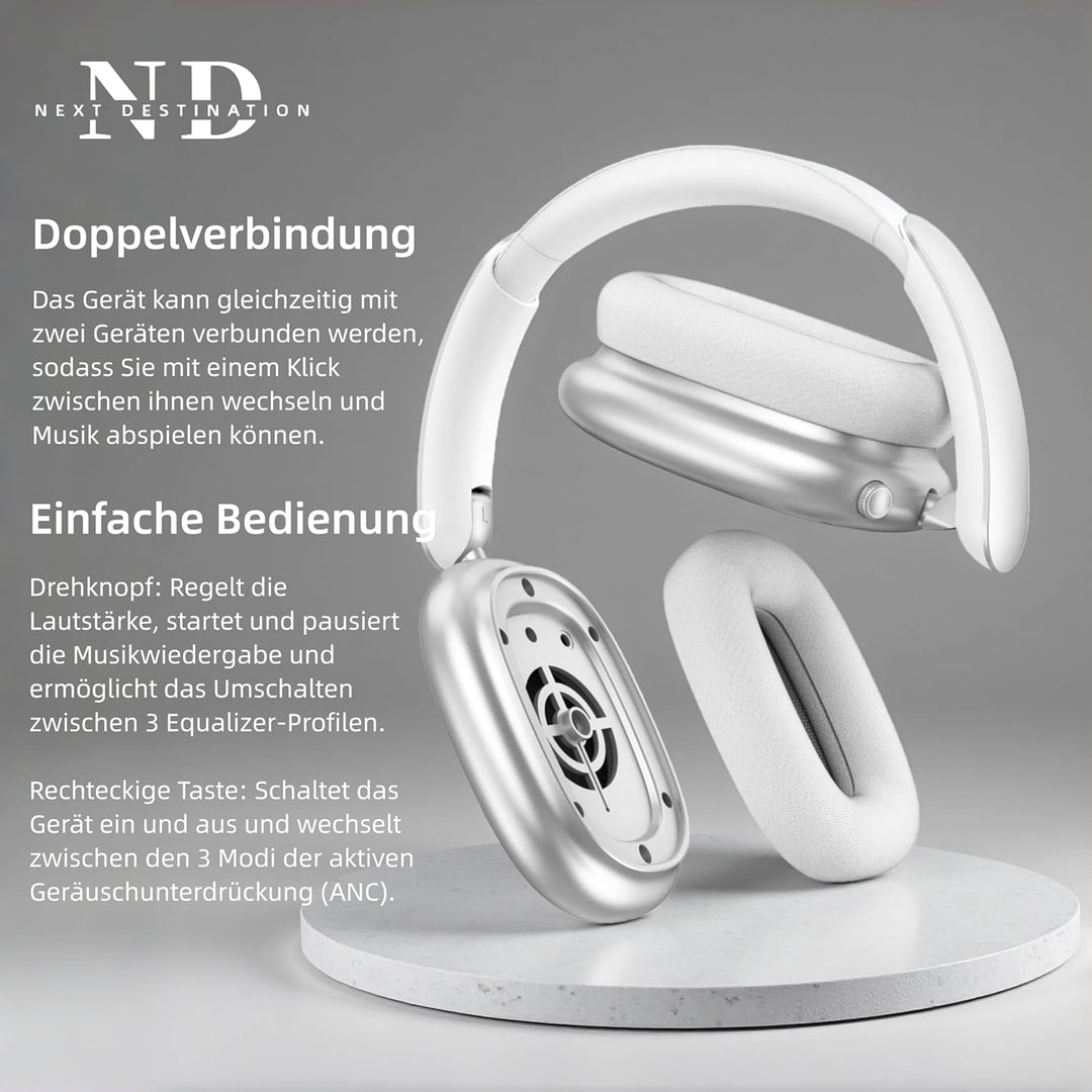 Next Destination ND905-ANC Kabellose Kopfhörer mit Bluetooth 5.4 aktive Geräuschunterdrückung 40 Stu