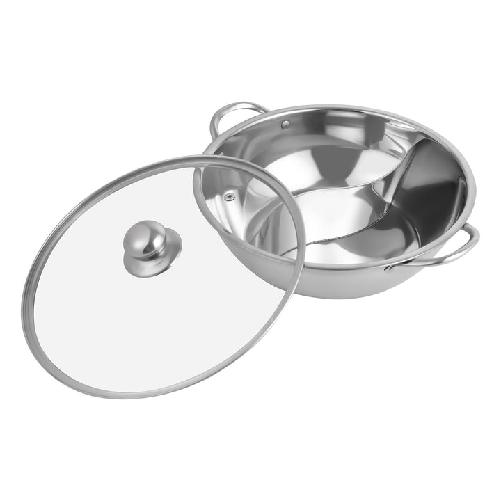 HOARLICN Hot Pot Mit Trennwand, Mandarine Ente Topf Edelstahl Hot Pot Mit Trennwand Und Deckel Teile