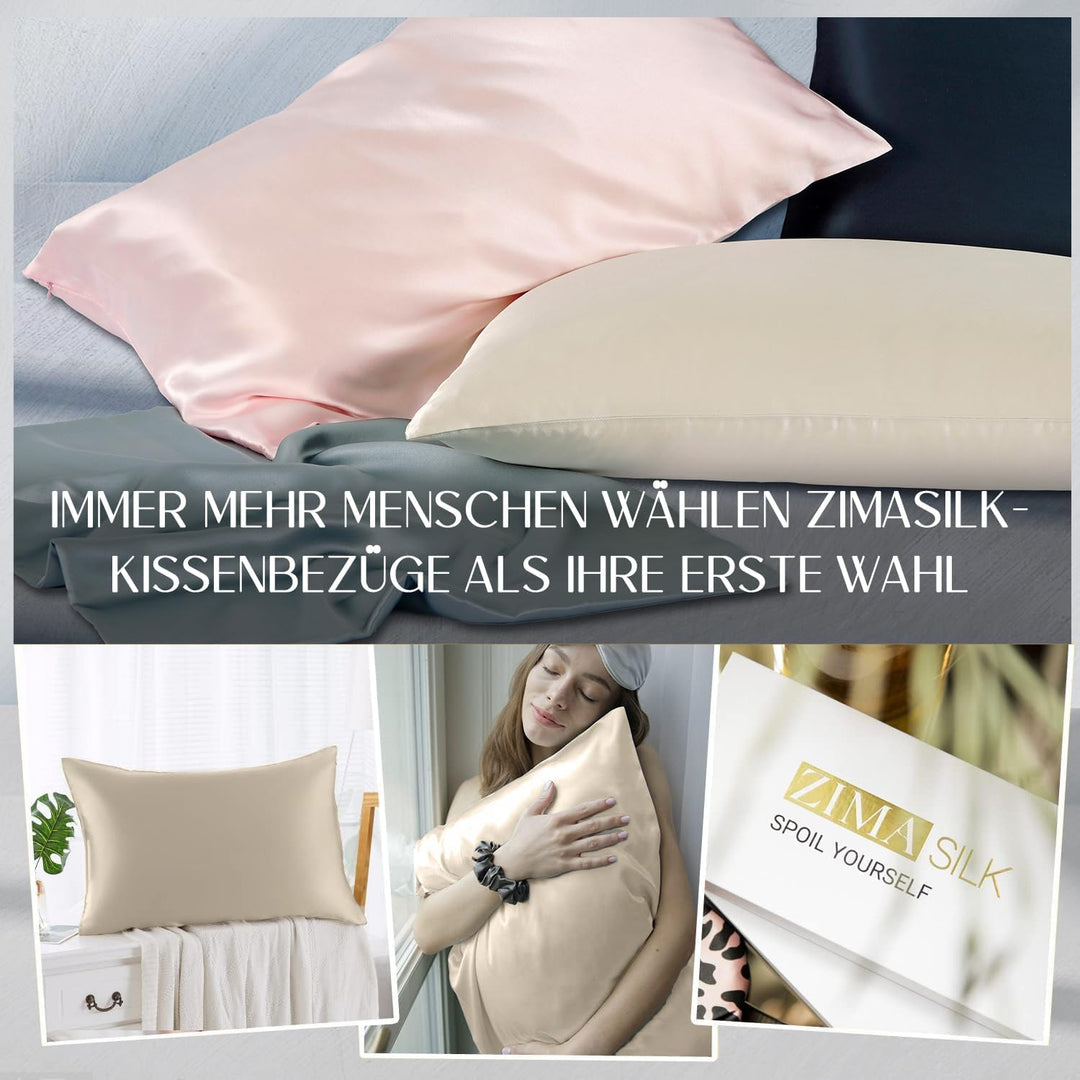 ZIMASILK Kissenbezug aus 100% Seide für Haare und Haut. Doppelseitige 19 Momme Reine Maulbeerseide K