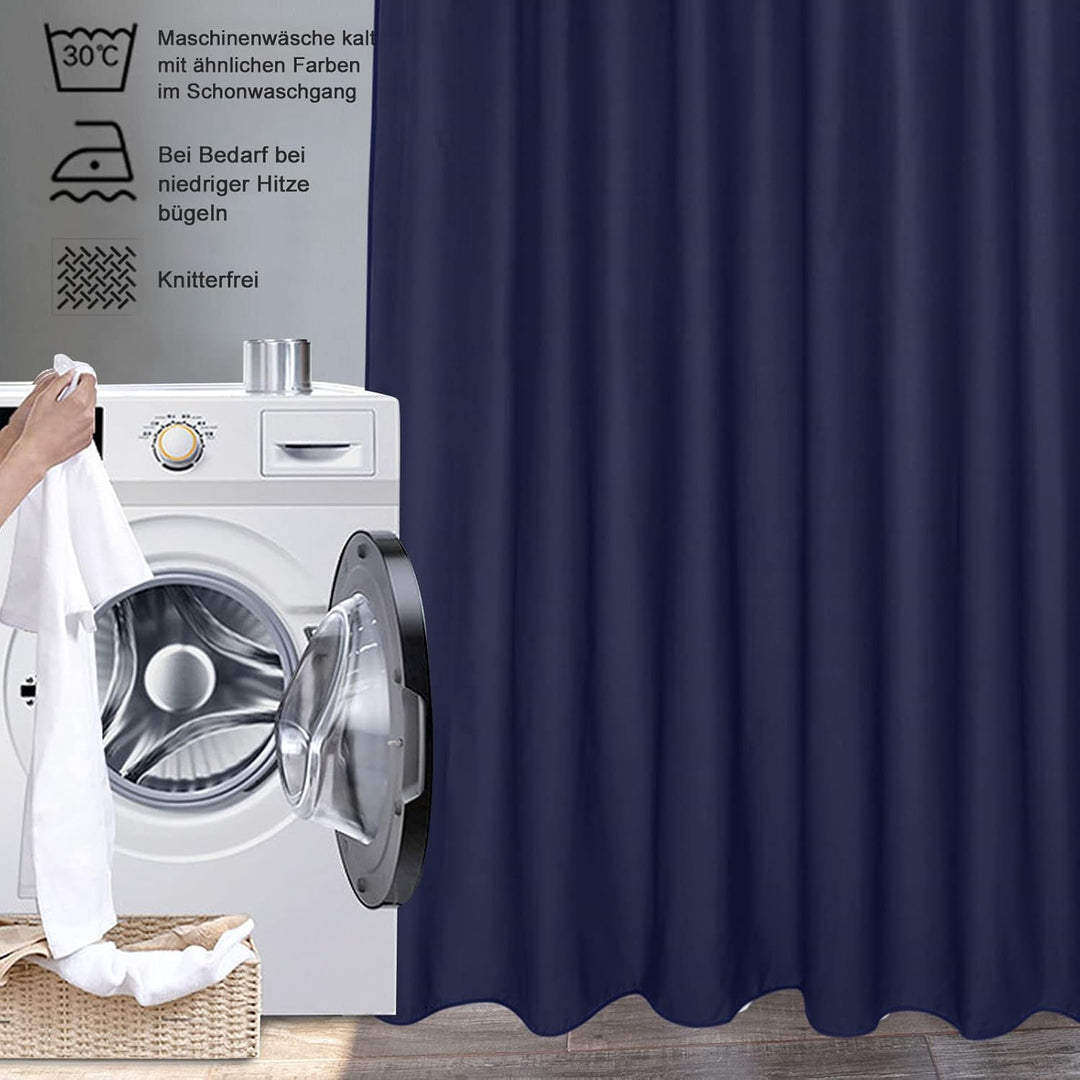 EurCross Duschvorhang Blau180x200 cm, Wasserdicht Waschbar Anti Schimmel Shower Curtain, Textil Poly